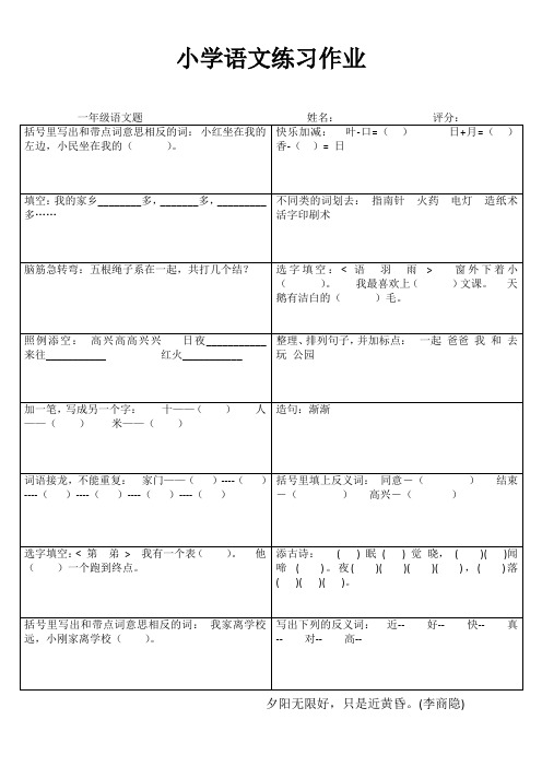 小学一年级语文乐学百题练II (13)