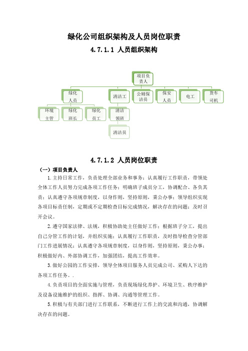 绿化公司组织架构及人员岗位职责