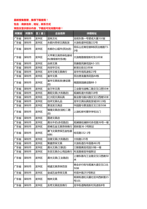 新版广东省深圳市龙华区办公用品企业公司商家户名录单联系方式地址大全331家