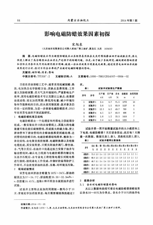 影响电磁防蜡效果因素初探