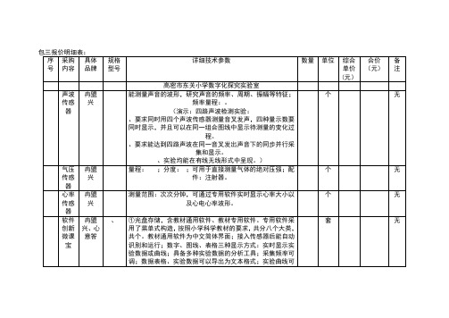 包三报价明细表