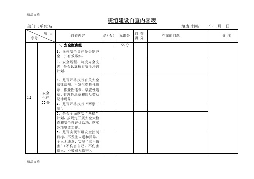 电厂班组建设内容自查表上课讲义