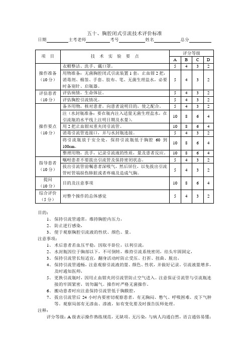 五十胸腔闭式引流技术评价标准