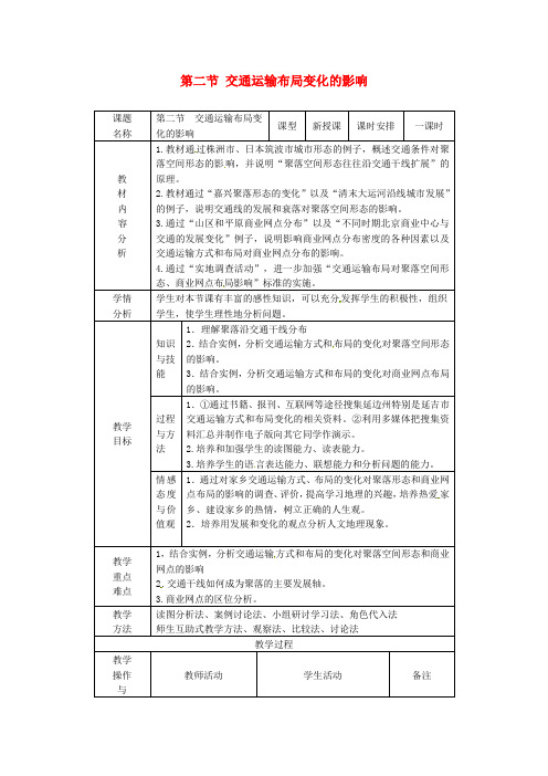 高中地理 5.2交通运输方式和布局变化的影响教案 新人教版必修2