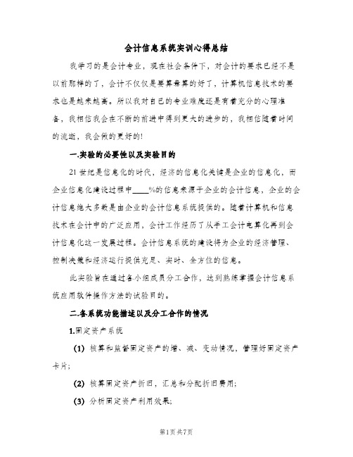 会计信息系统实训心得总结（2篇）