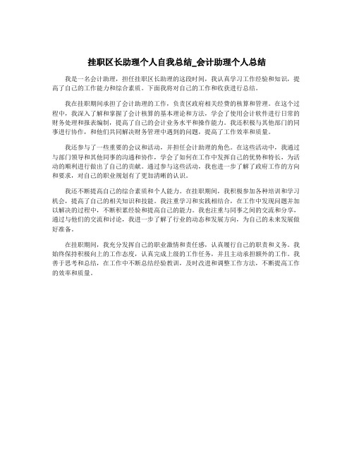 挂职区长助理个人自我总结_会计助理个人总结