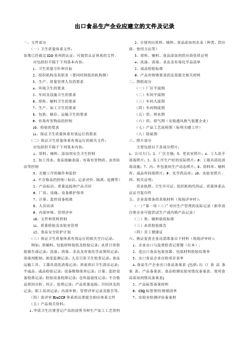 出口食品生产企业应建立的文件及记录.doc