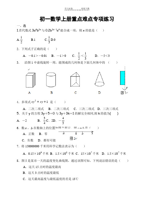 初一数学上册重点难点专项练习