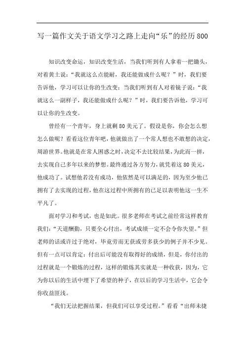 写一篇作文关于语文学习之路上走向“乐”的经历800