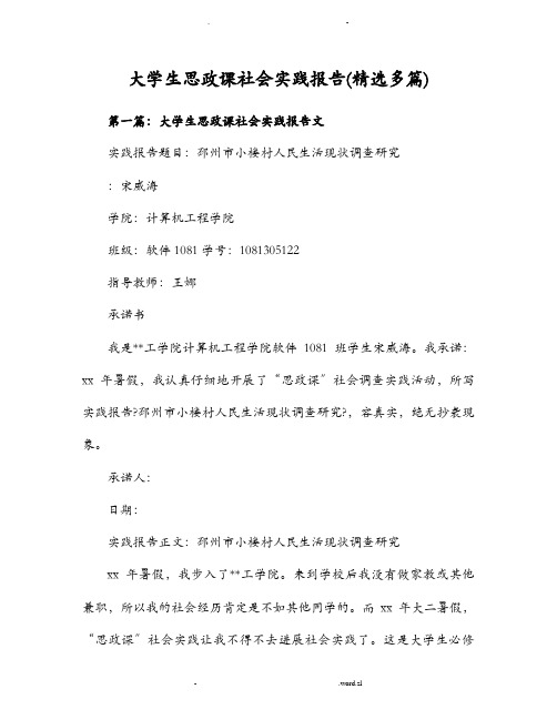 大学生思政课社会实践报告总结(精选多篇)