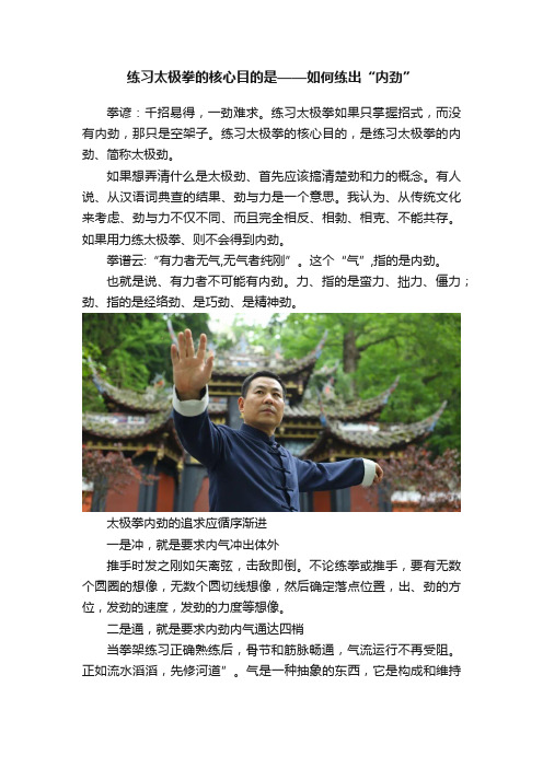 练习太极拳的核心目的是——如何练出“内劲”