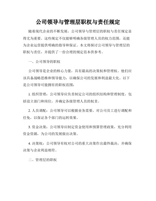 公司领导与管理层职权与责任规定