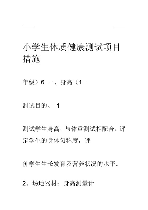 小学生体质健康测试项目措施