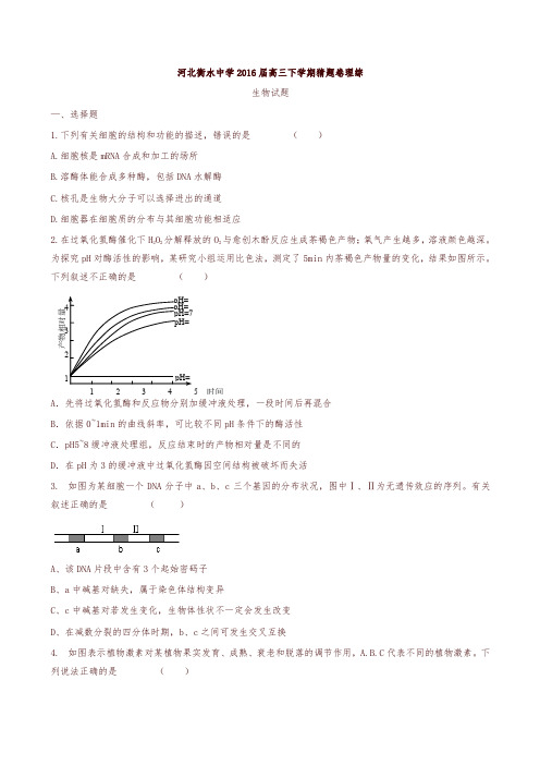 【全国百强校】河北省衡水中学2016届高三下学期猜题卷理综生物试题