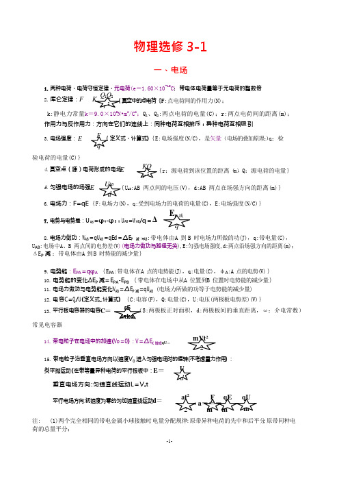 (完整)高中物理选修3-1知识点归纳(完美版),推荐文档 (2)