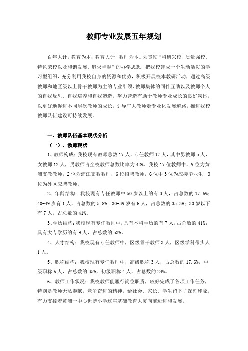 教师专业发展五年规划