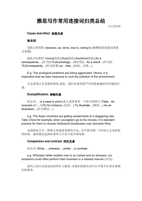 雅思写作常用连接词归类总结