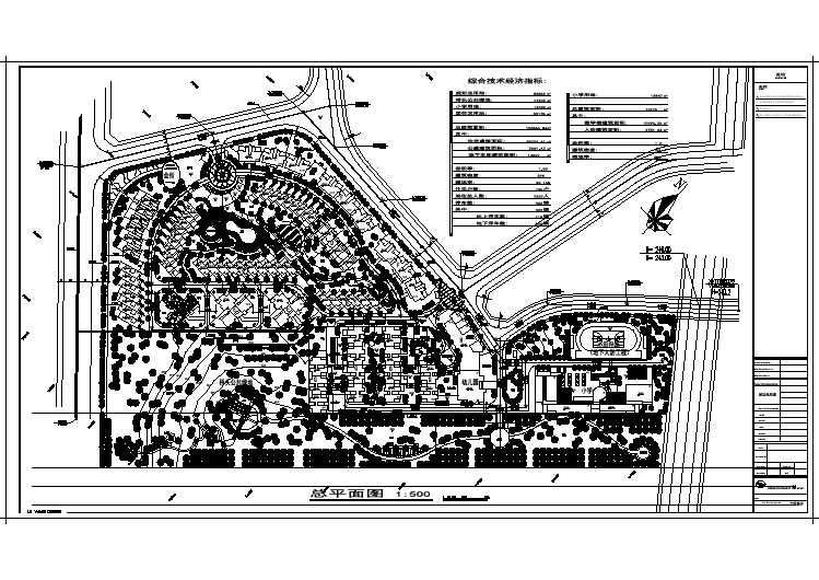 某大型高档住宅区规划设计cad总平面布置图纸（含技术经济指标）