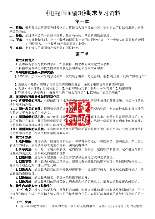 《电视画面编辑》期末重点知识复习材料(可打印修改)