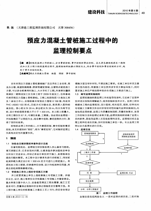 预应力混凝土管桩施工过程中的监理控制要点