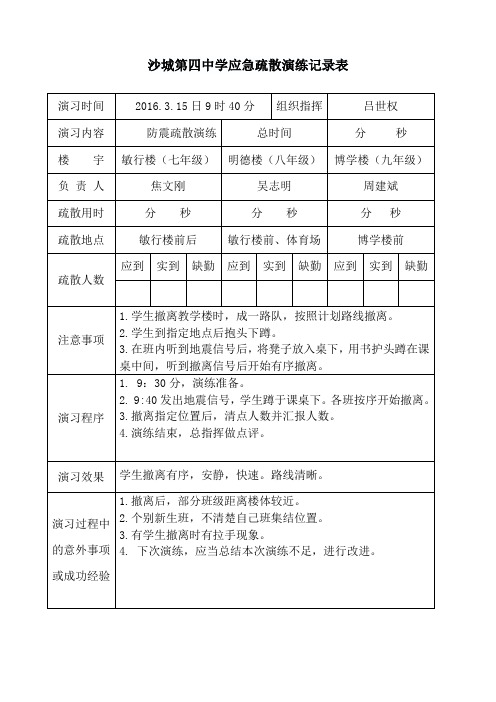 2015疏散演练记录表