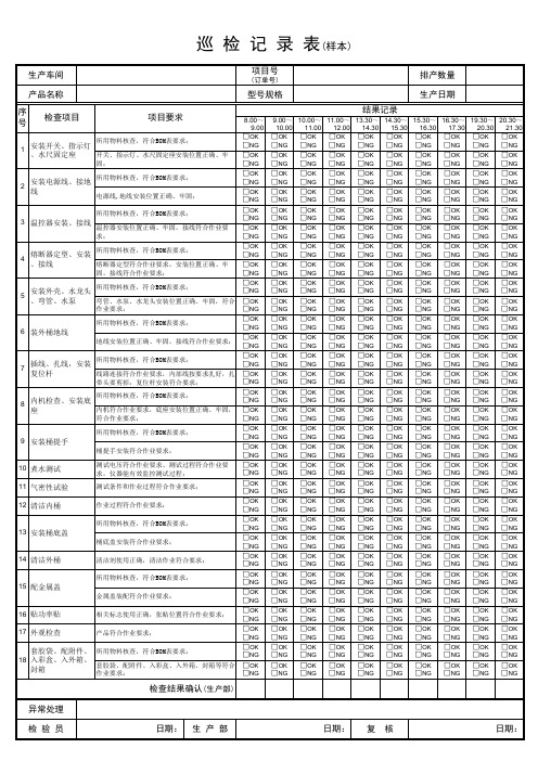 装配车间巡检记录表(样本)