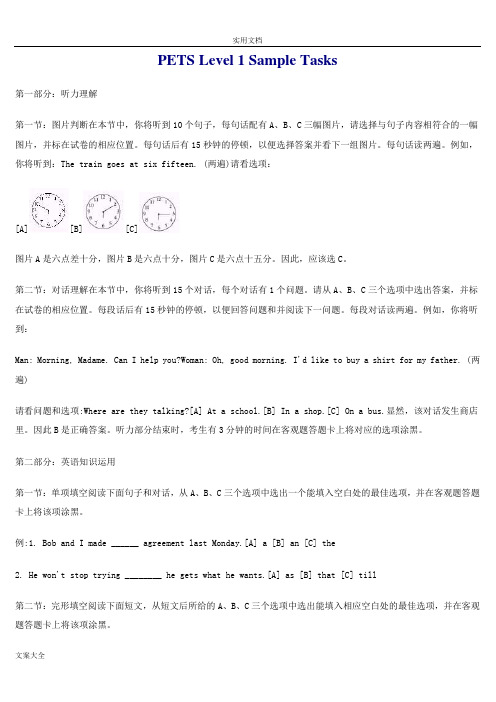 PETS 1  试卷及问题详解