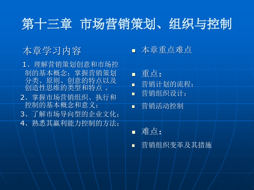 市场营销策划组织与控制