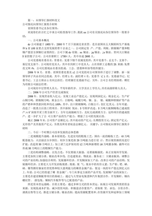 公司汇报材料范文(共3篇)