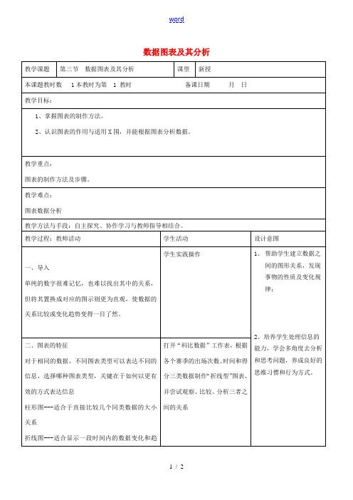 八年级信息技术上册 第3章 数据图表及其分析教案 苏教版-苏教版初中八年级上册信息技术教案