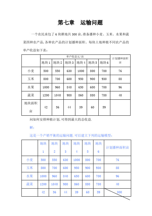 运筹学运输问题案例