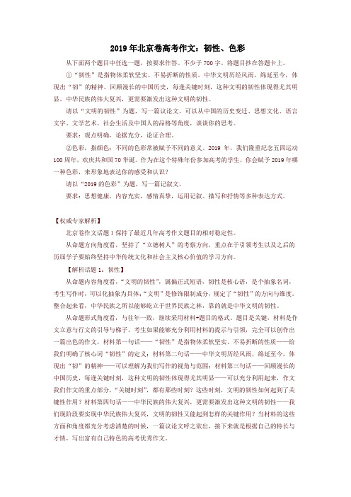 2019北京卷高考作文及解析(复习高考)