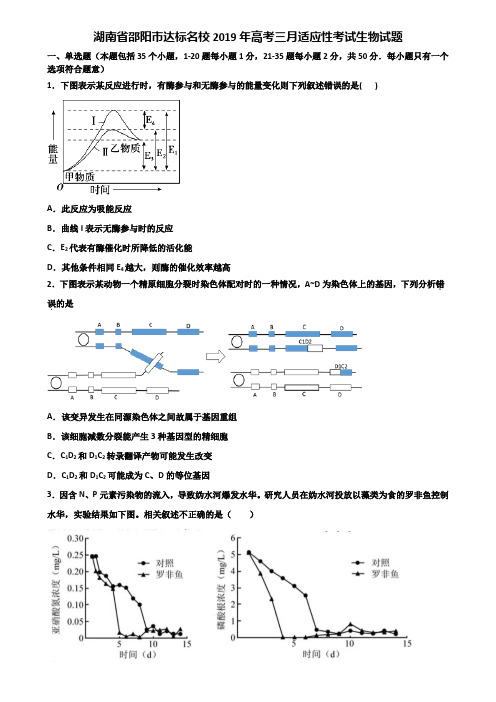 湖南省邵阳市达标名校2019年高考三月适应性考试生物试题含解析