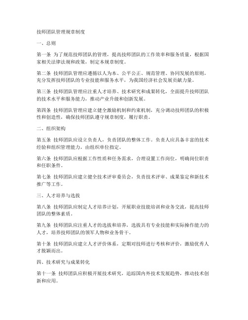 技师团队管理规章制度