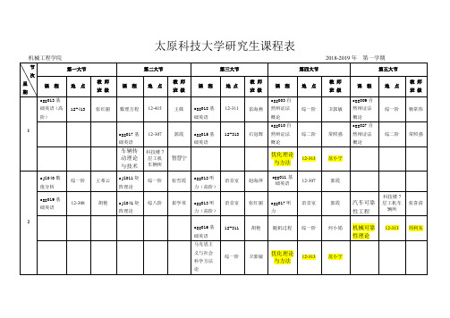 太原科技大学研究生课程表