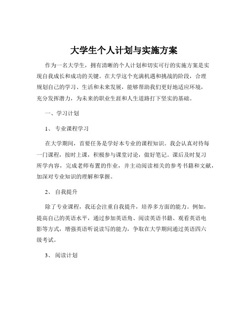 大学生个人计划与实施方案