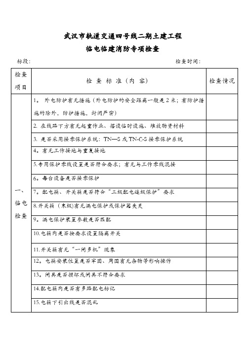 临电消防临建设施安全检查表格