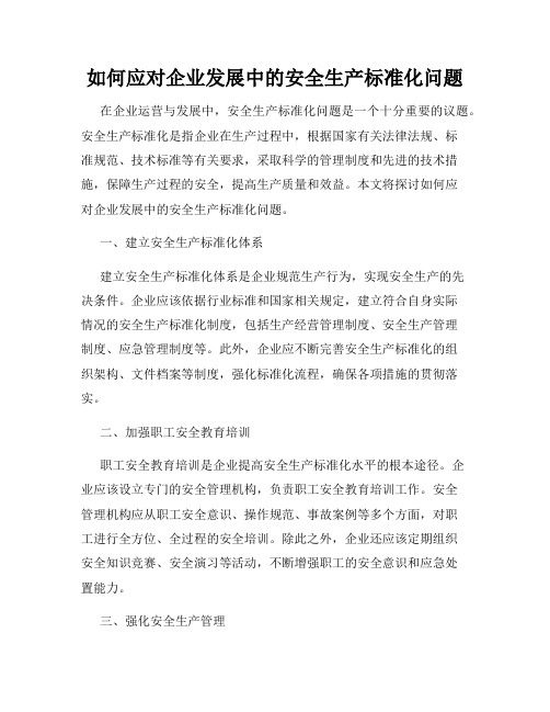 如何应对企业发展中的安全生产标准化问题