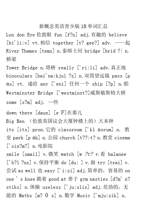 新概念英语青少版B单词带音标