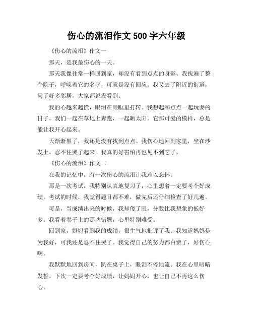 伤心的流泪作文500字六年级