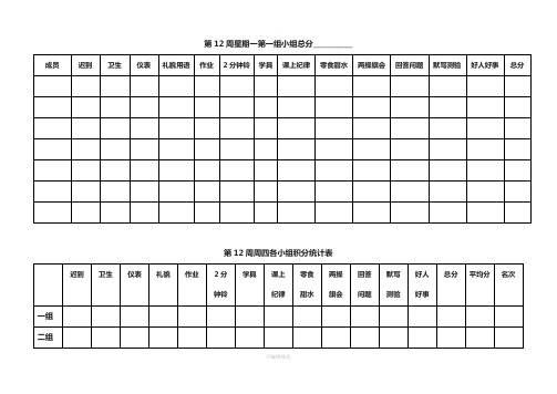 小组积分表模板