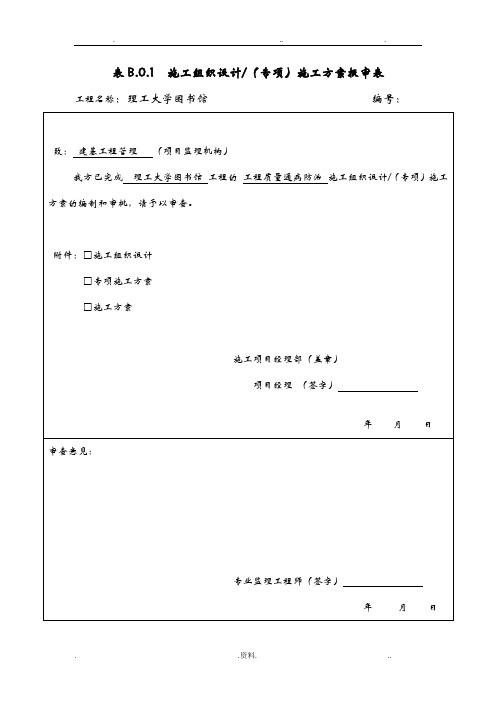 报审表常用A、B、C类表格