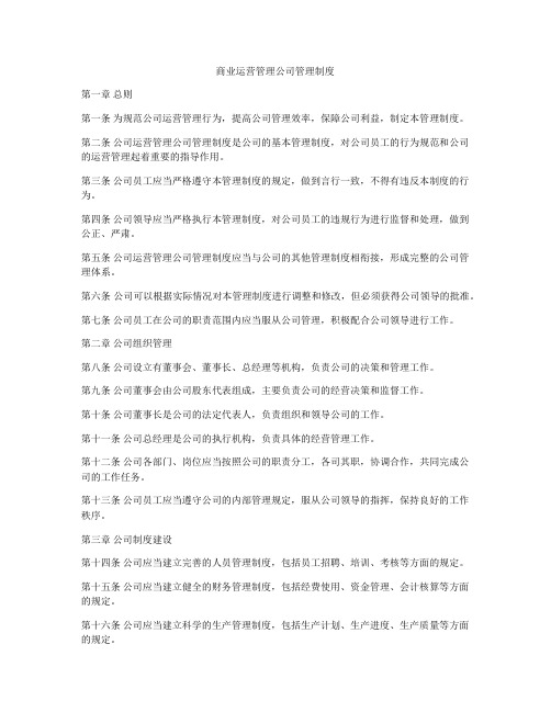 商业运营管理公司管理制度