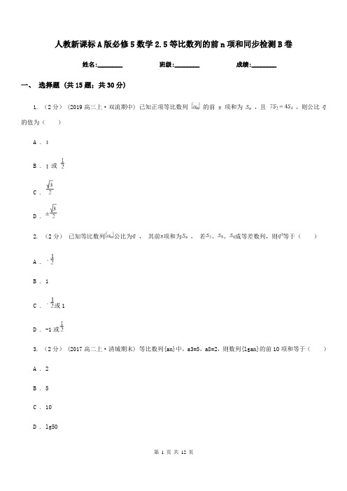 人教新课标A版高中必修5数学2.5等比数列的前n项和同步检测B卷