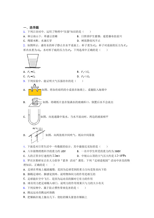 广东省百合外国语学校初中物理八年级下册期中测试题(答案解析)