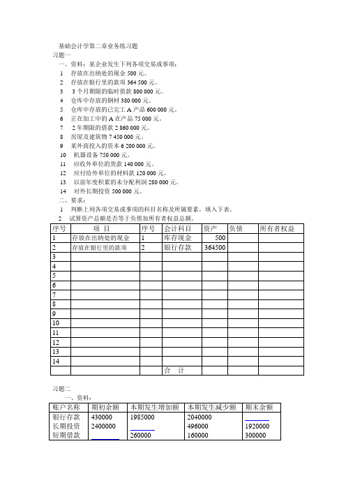 会计学原理第二章 习题