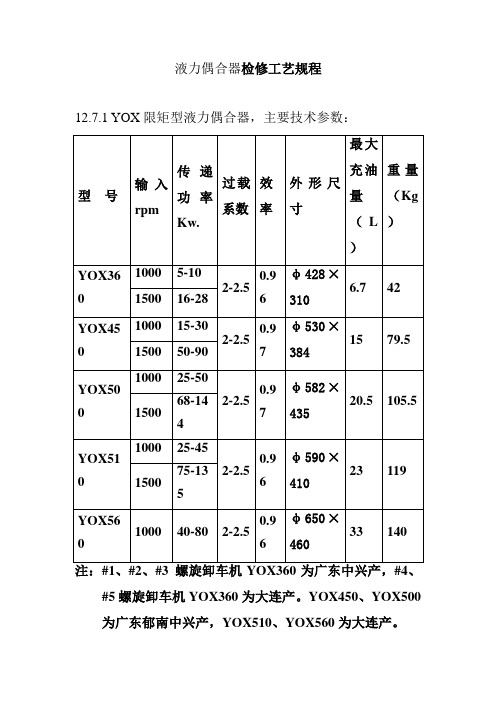 液力偶合器检修工艺规程