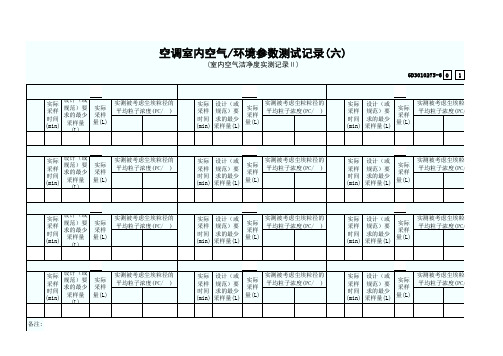 113  空调室内空气环境参数测试记录(六)(室内空气洁净度实测记录Ⅱ) D3010275-6