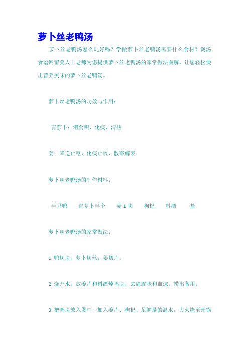 萝卜丝老鸭汤
