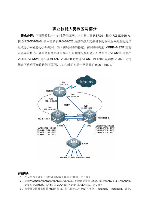 职业技能大赛园区网部分试题及答案